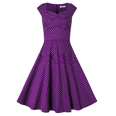

Pure Lapel Puff Waist Big Swing Dress