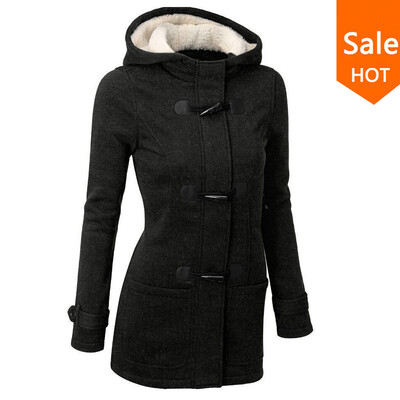 

Winter Jacket Women Hooded Winter Coat Fashion Autumn Women Parka Horn Button Coats Abrigos Y Chaquetas Mujer Invierno 2015
