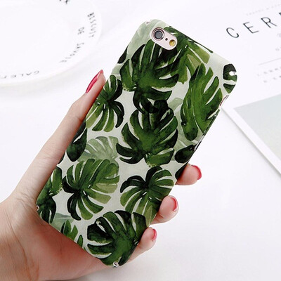 

Abstract Marble Stone Image Phone Case For iPhone 6 6s 7 8Plus Flower Leaf Back Cover Hard PC Cases