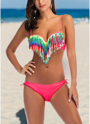 

2018 Women Bikini Two Piece Set Sweetheart Neck Hollow Out Low Waist Swimsuit