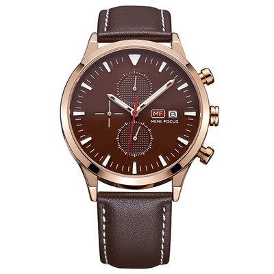 

MINI FOCUS Fashion Leather Strap Sports Men Quartz Watch MF0015G