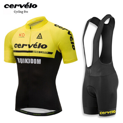 

UCI 2018 pro team Cervelo mens summer short sleeve cycling jersey bib shorts kit breathable Bicycle jersey MTB bike clothing