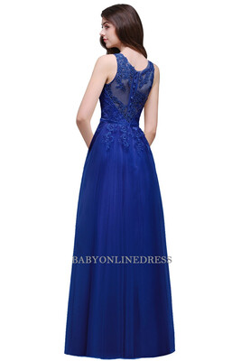 

Sexy Sheer Back Pink Lace Evening Dress Cheap Chiffon Evening Party Dresses 2018