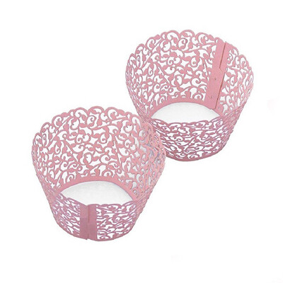 

MyMei 12pcs Filigree Lace Cupcake Wrappers Wraps Wedding Party Cake Decoartion