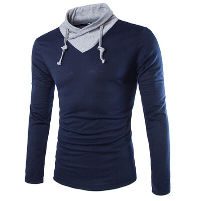 

Zogaa Men's T-shirt Splices Collar Casual Fashion Long Sleeve