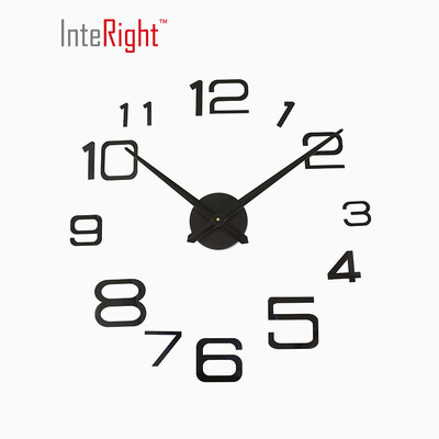 

INTERIGHT Oversized Creative DIY Wall Clock 3D Digital Wall Sticker Clock Black
