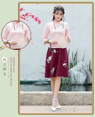 

2018 Новый Китай Ретро этнический стиль Хлопок Обрезанная рукава вышитая рубашка