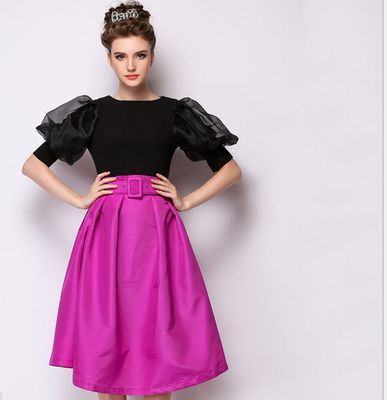

Lovaru ™2015 summer new big fashion temperament solid organza skirts