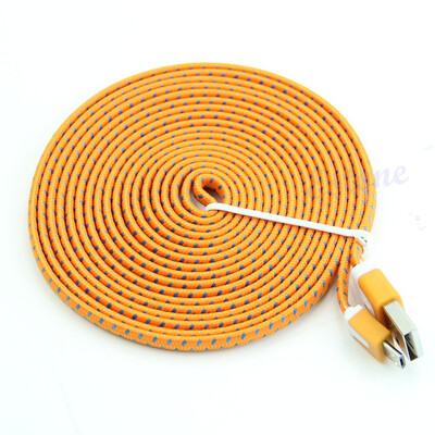 

1M 2M 3M Dual Color Strong Flat Braided Nylon Micro USB Charger Sync Data Cable For Samsung Sony HTC