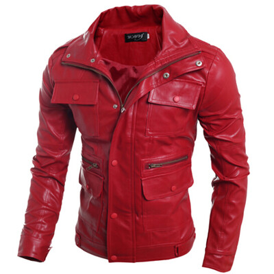 

Zogaa New Mens Jacket Slim Leather Clothings