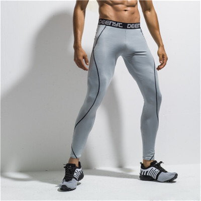 

Mens fashion line running high elastic leggings fitness pants Quick-drying compression pro basketball leggings