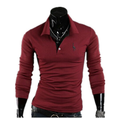

Zogaa New Korean Mens POLO Shirt Embroidery Slim Long Sleeve