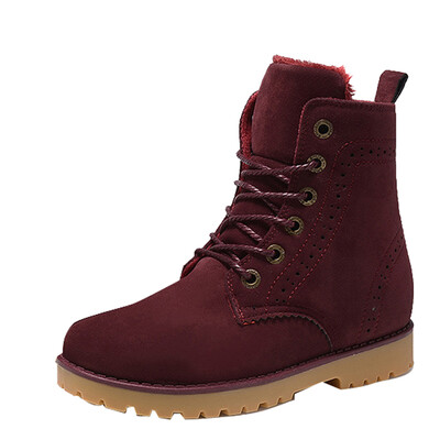 

Women Nubuck Ankle Martin Knight Brogue Boot High Top Retro Shoes Fleece lined
