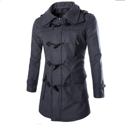

Zogaa Mens Wool Coat Horn Botton Slim