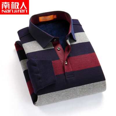 

Antarctic long sleeve plus velvet warm shirt mens autumn&winter casual middle-aged large size mens sanding loose mens shirt red gray XL