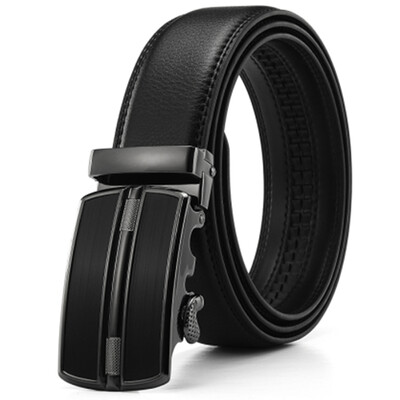 

XHtang Mens Belt Genuine Leather Automatic Buckle belt For Waistband Ratchet Strap Black Leather Belt Designer Belt For Jeans Gift