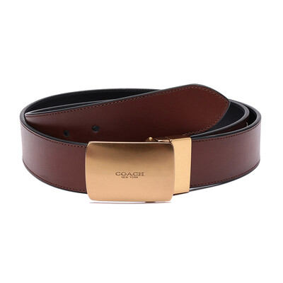 

COACH Coach Luxury Mens Dark Brown Black Leather Button Buckle Double Belt Belt 87089 L4X