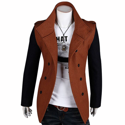 

Zogaa Men's Wool Coat Color Matching Casual Double-breasted
