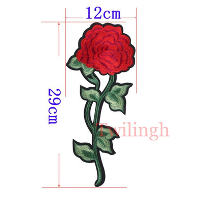 

1 Piece Big Patches Red Flower Embroidered Patch 3D Applique DIY Sewing Stickers Wedding Clothing Repair Fabric Sticker Patches