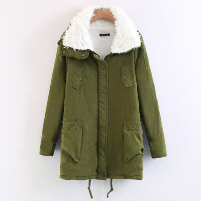

2018 Winter Womens Long Cotton Padded Warm Lamb Cashmere Coat Female Outerwear Parka Ladies Warm Long Jacket