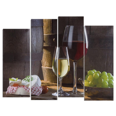 

UpperX Dessert Fruit Red Wine Picture Painting Modern Art Wall Home Decor 4Pcs