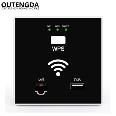 

300Mbps in Wall AP WiFi Access Point Wireless Socket for Hotel Wi-Fi Project Support AC Management & RJ45 USB WPS Encryption
