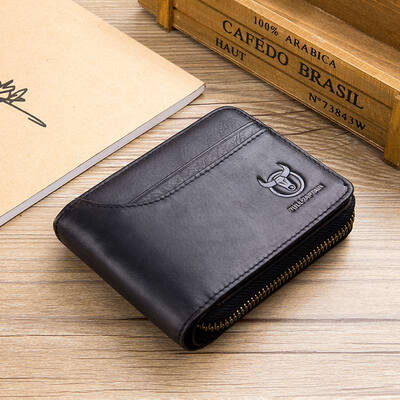 

BULLCAPTAIN 2018 New Arrival Mens Wallet Cowhide Coin Purse Designer Brand Wallet clutch leather wallet man wallets&purses