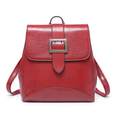 

Luxury brand women bag School Bags PU Oil wax leather Belt Fashion Famous designers backpack girls travel backpacks laptop bag