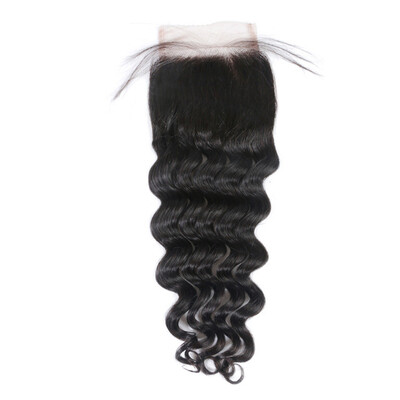 

Osolovely Hair Loose Deep Wave Brazilian Hair Natural Color Human Hair 4x4 Lace Closure