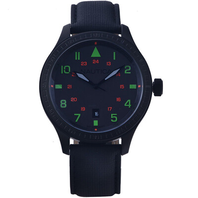 

Nautica (NAUTICA) Ши Ин часы черный кожаный ремень любовников вскользь PU смотреть мужской стол пистолет цвет набора A11109G