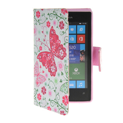 

MOONCASE Pattern Style Leather Side Flip Wallet Card Slot Pouch Stand Shell Back ЧЕХОЛ ДЛЯ Nokia Lumia 520