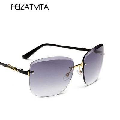 

FEIZATMTA Женские солнцезащитные очки Новый бренд Cat Eye Rimless Eyewear Солнцезащитные очки Gradient Fashion Female Vintage oculos de sol feminino