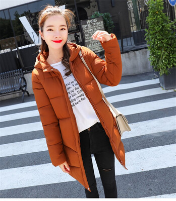 

Womens Cotton Long Coat Fashion Hooded Slim Thin Winter Jacket 2018 New Arrival