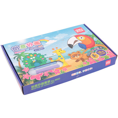 

Deli 9683 hand painting DIY sand painting gift box 18 color sand painting tool with 12 painting cards