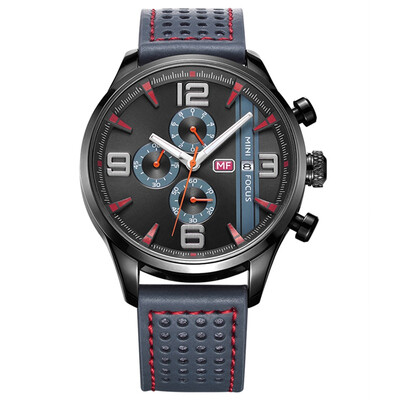 

MINI FOCUS Fashion Leather Strap Sports Men Quartz Watch MF0016G