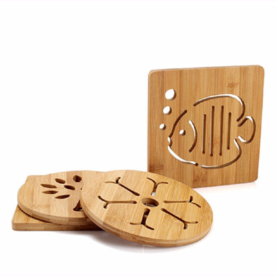 

5pcs Placemat Wood Heat Resistant Pad Bowl Cup Coaster Tableware Holder Insulation Hot Cushion Pot Non-slip Kitchen Cooking mats