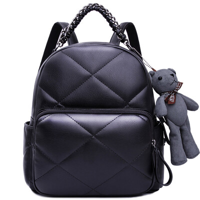 

Excellent ha howru new bag casual shoulder bag Japanese&Korean version of fashion ladies Lingge Bear pendant ladies backpack 6EJ00002 gold