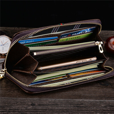 

Mens PU Leather Bussiness Long Purse ID Card Photo Holder Zipper Wallet
