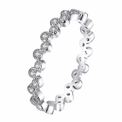 

Yoursfs Bubble Ring Stackable Eternity Wedding Band Cubic Zirconia Silver Ring Plated Wedding Ring Gift for Girls
