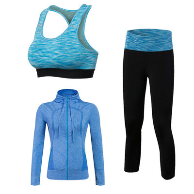 

Yoga Set 3 PCS Workout Sexy Sport Suit Gym Running Shirt legging Pants Sport Bra