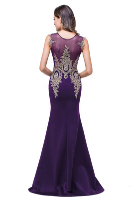 

Womens Rhinestone Applique Sheer Maxi Long Evening Prom Party Dress