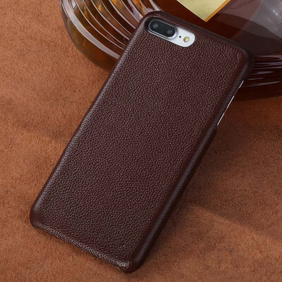 

Genuine Leather Phone Case For iPhone 7 8 Plus Case Small Litchi Texture Back Cover For X 6 6S Plus Case