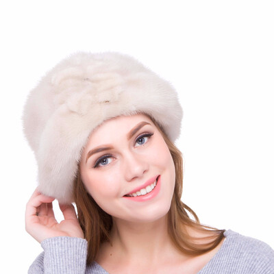 

Winter Womens Warmth Cap Real Mink Fur Natural Fur Flower Personality Design Multiple Wear Styles 2018 New Discount Hot City