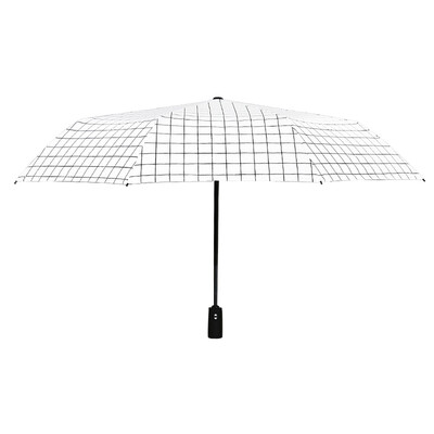 

Cmon plaid vinyl automatic umbrella parasol rain&rain dual-use sun umbrella female anti-UV umbrella male self-opening folding three-fold umbrella white