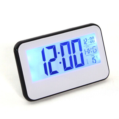 

NicerDicer Digital Voice Control Back-Light LCD Clock Calendar Temp White Black Alarm Display 95274