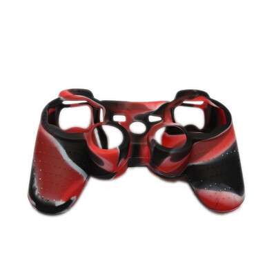 

Camouflage Silicone Rubber Skin Case For PS3 red Controller Cover Protective