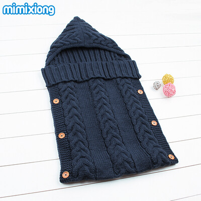 

Sleeping Bag Baby Winter Warm Envelopes For Newborns Unisex Hooded Sleep Sack Acrylic Knitting Infant Wrap Swaddle Blankets Fall