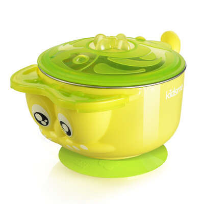 

Kiss me kidsme baby stainless steel water insulation bowl newborn sucker bowl baby children tableware with lid