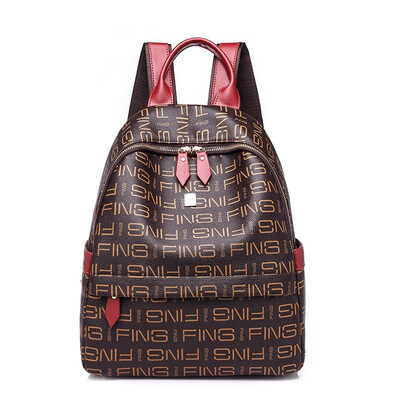 

2018 Spring New Womens Printed Fashion PU Double Shoulder Backpack Casual Waterproof Womens Pack