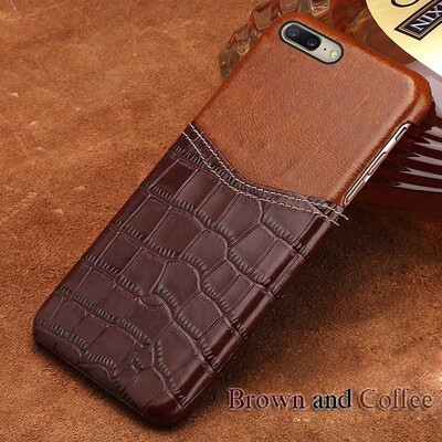 

Genuine Leather Phone Case For Oneplus 5T Case Crocodile Texture&Oil wax leather Back Cover For 3T 5 Case